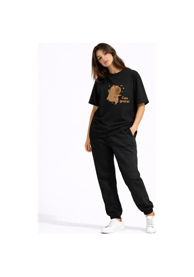 Nevermınd Sevgili Kombini Sevimli Ayı Baskılı Çift Tişört Oversize Unisex Partner Tişört 2'li Set Siyah Siyah Nevermınd Sevgili Kombini Sevimli Ayı Baskılı Çift Tişört Oversize Unisex Partner Tişört 2'li Set Siyah Siyah
