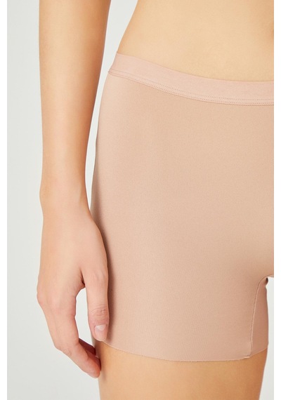 Cottonhill Basic Lazer Kesim Dikişsiz Kadın Boxer Külot Kahverengi 3'lü Paket çok Renkli