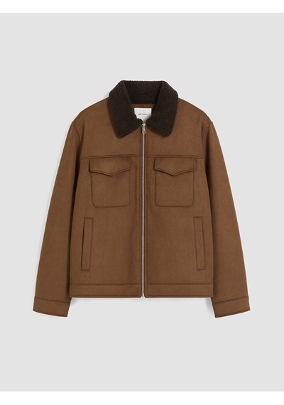 LC Waikiki Lc Waıkıkı Kahverengi Regular Fit Kürk Yaka Süet Erkek Mont