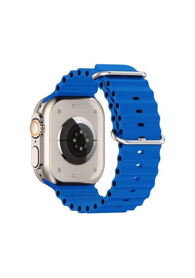 Caseonn Apple Watch Uyumlu Series 6 44mm Kordon Suya Dayanıklı Okyanus Silikon Kayış Mavi