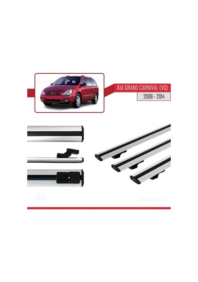 Kia Carnival Vq 2006-2014 Arası İle Uyumlu Basic Model Ara Atkı Tavan Barı Gri 3 Adet