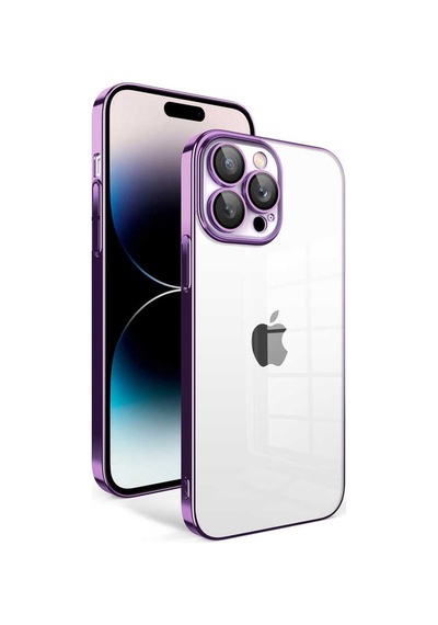 Apple Uyumlu iPhone 14 Pro ile Kapak Lens Korumalı Arkası Şeffaf Sert Mika Kılıf - Gümüş