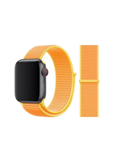 Uyumlu Watch 3 Series 38mm Kordon Spor Loop Silikon Hasır Örgü Cannary Yellow Kordon Kayış