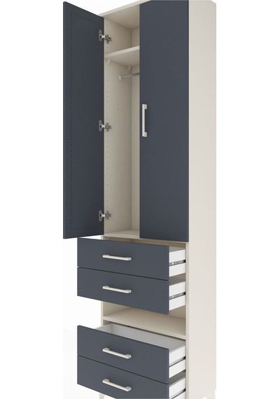 Arges Dolap 3 Raflı 4 Çekmeceli Tek Askılı 60x30x221 Aytaşı-antrasit Aytası Arges Dolap 3 Raflı 4 Çekmeceli Tek Askılı 60x30x221 Aytaşı-antrasit Aytası