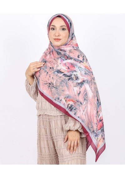 Luissa Bambu Kraş Şal Pastel Desen Bordo