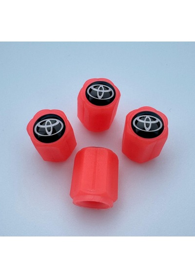 Toyota Yaris İle Uyumlu Logolu Kırmızı Fosforlu Gece Parlayan Sibop Kapağı Set
