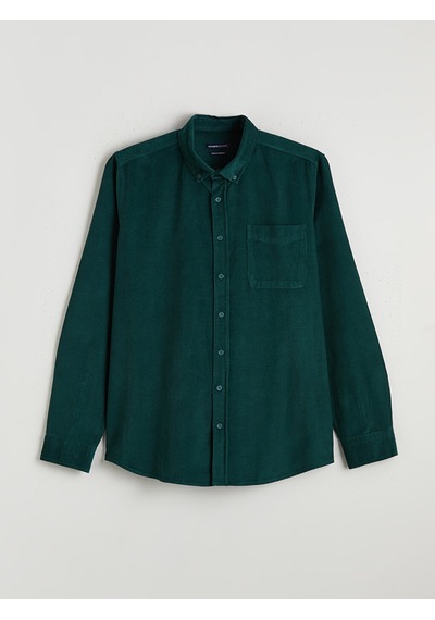 Lcwaıkıkı Classic Petrol Regular Fit Uzun Kollu Kadife Erkek Gömlek