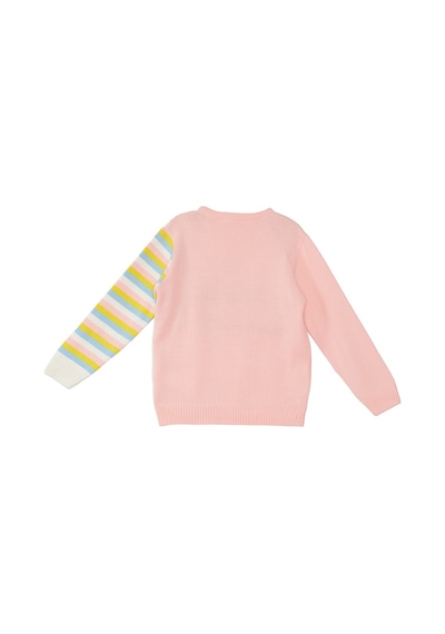 Denokids Unicorn Kız Çocuk Pembe Triko Kazak Çok Renkli