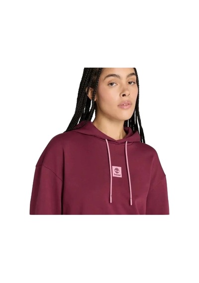 Timberland Stack Logo Loop Back Hoodie Kadın Sweatshirt - Tb0a5sx26481 Bordo