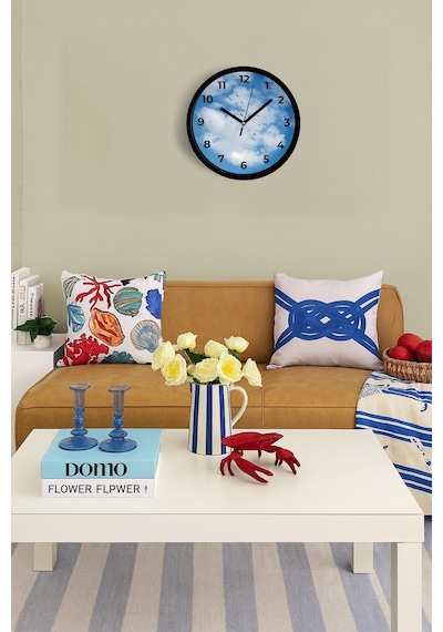 Doğa Manzara Temalı Modern Duvar Saati - 30cm - Önü Camlı Siyah Kasa - Sessiz Mekanizma-jh0706 Siyah