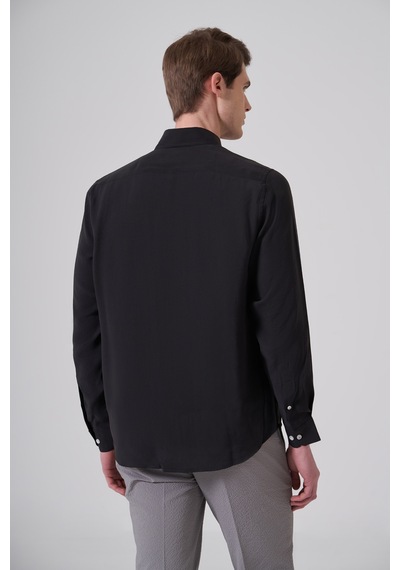 Morven Erkek Siyah Dynamic Fit Düğmeli Yaka Gömlek Modal 26ms004019001 Siyah