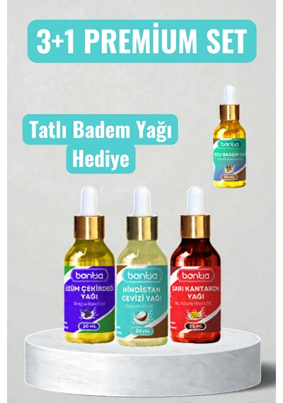 %100 Saf 20 Ml Hindistan Cevizi, Sarı Kantaron, Üzüm Çekirdeği + Tatlı Badem Yağı Dev Set 80 ML