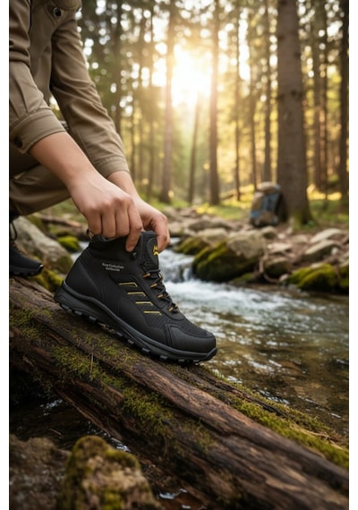Enoch Erkek Termal Su Geçirmez Outdoor Trekking Ve Dağ Yürüyüş Botu Siyah - Sarı