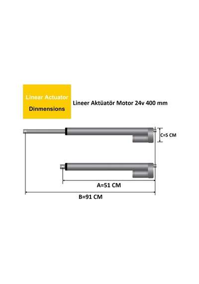 Lineer Aktüatör Motor 24v 400 Mm -400-16 Inch