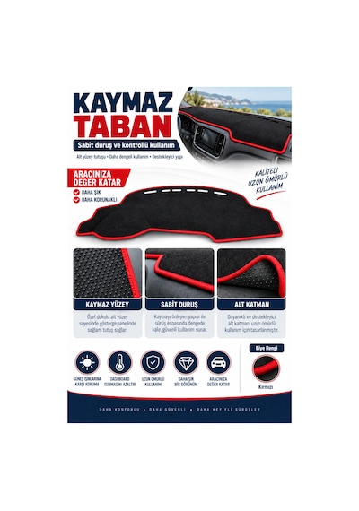Trobus Toyota Yaris 2005-2013 3d Torpido Koruma Kılıfı - Kırmızı Biye