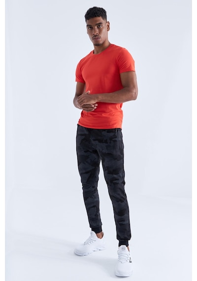 Tommy Life Siyah Kamuflaj Kamuflaj Desenli Dar Kalıp Jogger Erkek Eşofman Alt - 84754 Siyah