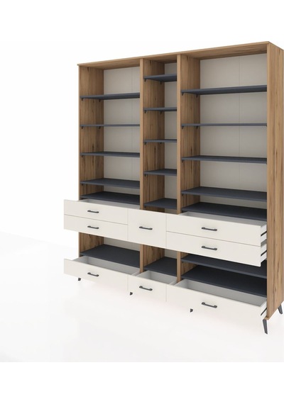 Hyperion Dolap 19 Raflı 8 Çekmeceli 220x44x243 Çam-antrasit/aytaşı Antrasıt/aytası Hyperion Dolap 19 Raflı 8 Çekmeceli 220x44x243 Çam-antrasit/aytaşı Antrasıt/aytası