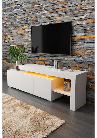 Luma Led Işıklı Tv Ünitesi 160 Cm - Modern Tv Sehpası Beyaz Luma Led Işıklı Tv Ünitesi 160 Cm - Modern Tv Sehpası Beyaz