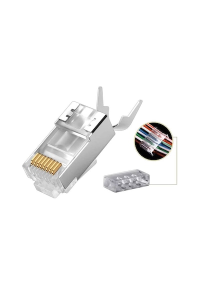 Cat7 Cat6A EZ Yeni Nesil RJ45 Delikli Metal Konnektör - 100 Adet