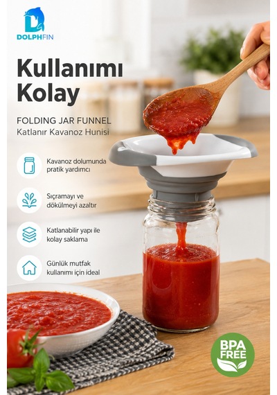 Geniş Ağızlı Katlanabilir Kavanoz Hunisi Mutfak Doldurma Ve Aktarma Hunisi