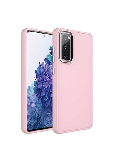 Galaxy S20 Fe Kılıf Metal Çerçeve Ve Buton Tasarımlı Silikon Zore Luna Kapak Pembe