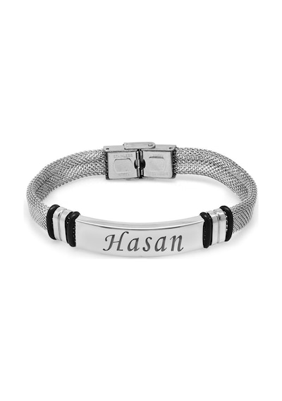 Kişiye Özel İsim Yazılı Silver Renk Çelik Erkek Hasır Bileklik
