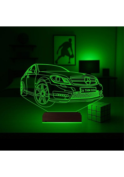 Luvivia Araba Mercedes Tasarım Kişiye Özel 3d Lamba - Masa Gece Lambası Şeffaf