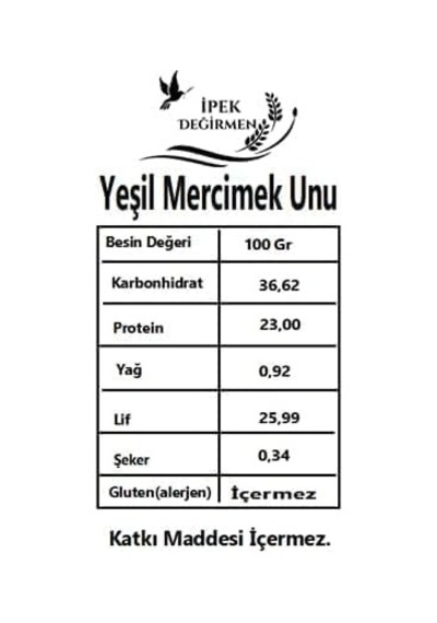 Glutensiz Yeşil Mercimek Unu, 2 Kg, Aile Boyu, Saf