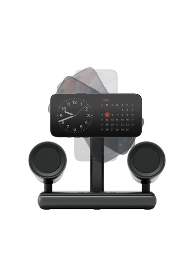 Energea Magaudio 2in1 5w Kablosuz Hoparlörlü Qi2 Destekli 15w Masaüstü Hızlı Şarj Standı - Siyah