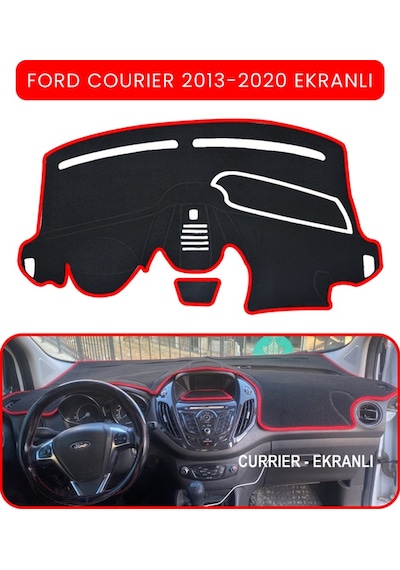 Ford Courier 2013-2020 Ekranlıtorpido Koruma Halısı Kırmızı Kenar