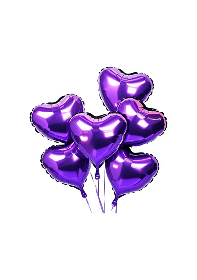 5 Adet 18 İnç 45 Cm Kalp Folyo Balon Mor Mor