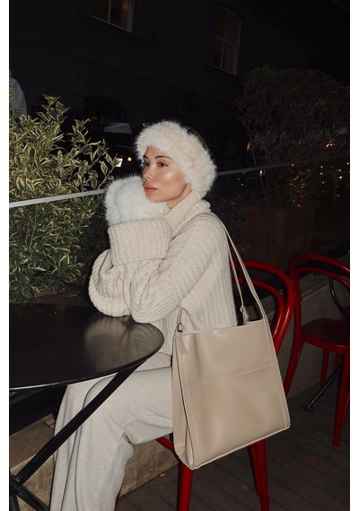 Shule Bags Mugs Salaş Omuz Çantası Bej Bej