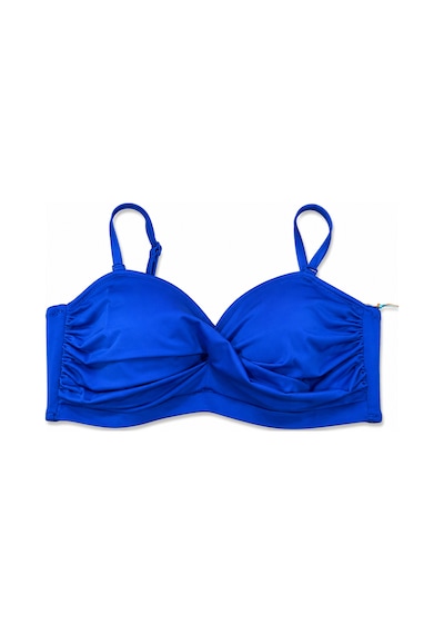 Büyük Beden Straplez Ayarlanabilir İnce Askılı Desenli Kadın Bikini Üst Saks