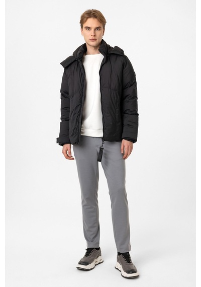Back And Bond Siyah Regular Fit Kapüşonlu Puffer Mont Çok Renkli