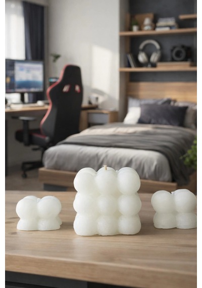 El Yapımı Bubble Mum Seti Beyaz - 830578965 Beyaz
