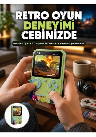Hepsi G5 Game Box Retro Mini Oyun Konsolu 500 Dahili Oyun Yeni Nesil Najmaddin