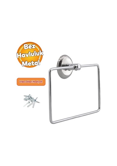 Krom Renk Vidalı Kare Havluluk Lavabo Banyo Mutfak Aparat Standı Bez Havlu Askısı Paslanmaz Metal Genel