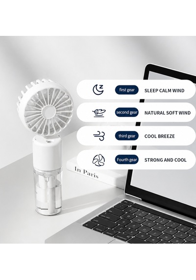 Mini Fan Şarjlı El Fanı Beyaz Boyuna Asmalı Usb Type-c Şarjlı 4 Kademeli Taşınabilir Vantilatör Serinletici Fan