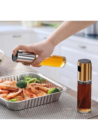 Zeytinyağı/sirke/yağ Püskürtücü Cam Sprey Yağdanlık 100ml - Airfryer Pişirme Öncesi Sprey Yağlık Gri Diğer