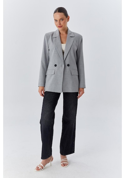 Mixray 4516 Kadın Bezayağı Blazer Ceket Gri