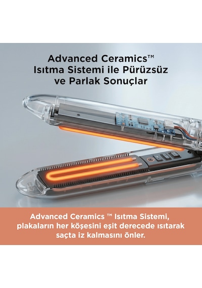 Babyliss Steam Smooth 39mm 230 Derece 5 Isı Ayarı Turmalin Seramik İyon Etkili Buharlı Saç Düzleştirici St493e