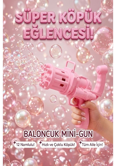 3 Parça Pilli 8 Delikli 19cm Köpük Makinası Ve 2x10ml Baloncuk Sıvılı Eğlenceli Çocuk Oyun Seti