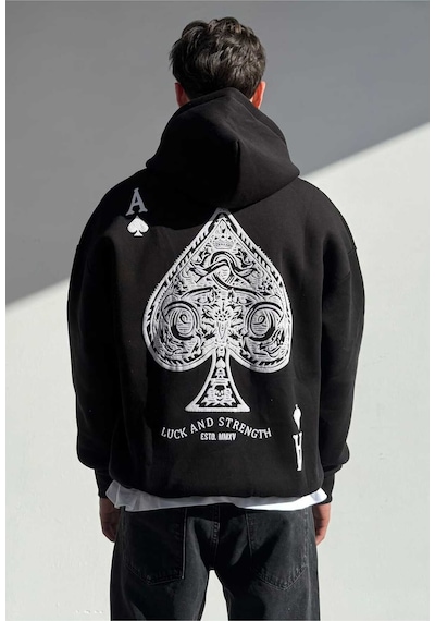 Zaee A Baskılı Oversize Premium Sweatshirt siyah