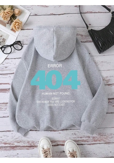 Startmore Startmorehata 404 İnsan Bulunmaz Üzgünüm Kadın Kapşonlu Moda S-xxl Kapüşonlular Polar Yüksek Kaliteli Gri