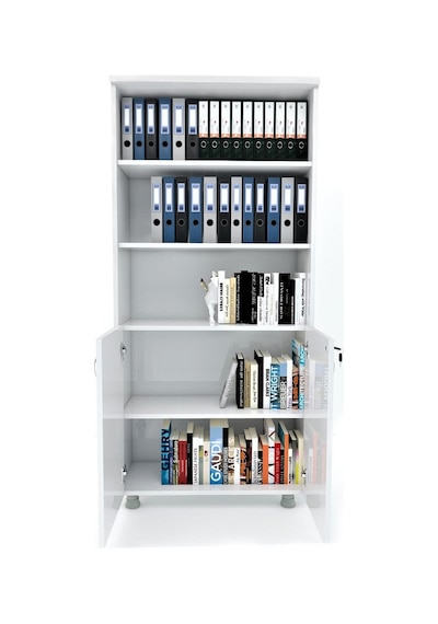 Modüler Dünyası Kapaklı Kitaplık Dosya Dolabı Beyaz - 80X38X188 Beyaz