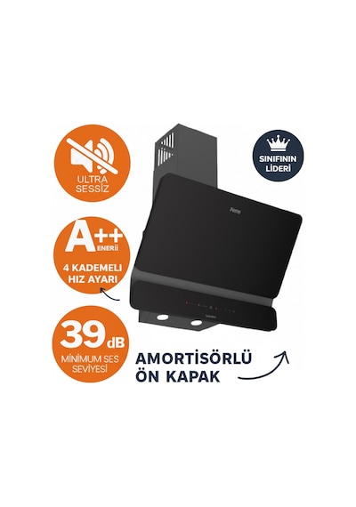 Afm Tech Ve Ferre A5 Sessiz Vitro Elektrikli Siyah D080-SA + FC-07 + FM7700 Ankastre Set