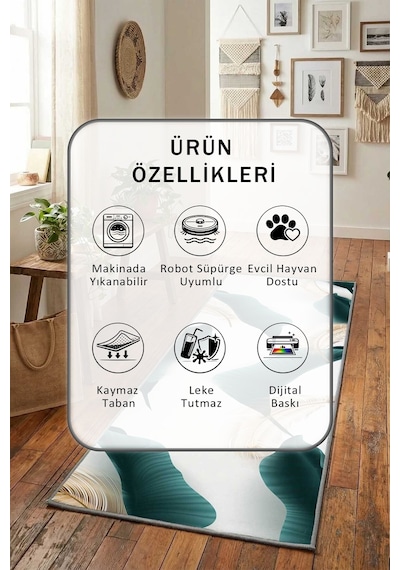 Fresh Salon Mutfak Yatak Odası Yıkanabilir Yolluk Açık Gri