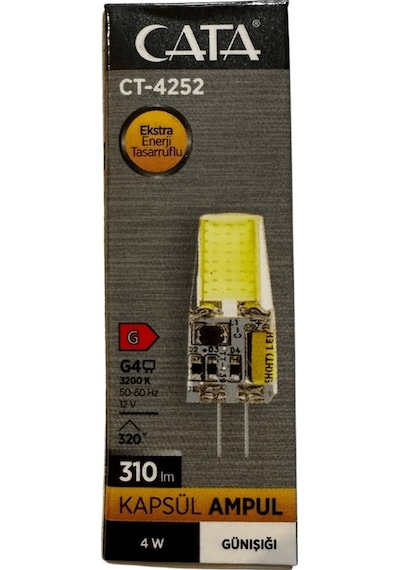 Cata Ct-4252 4w 12v 3200k Günışığı G4 Duylu Kapsül Ampul 8 Adet