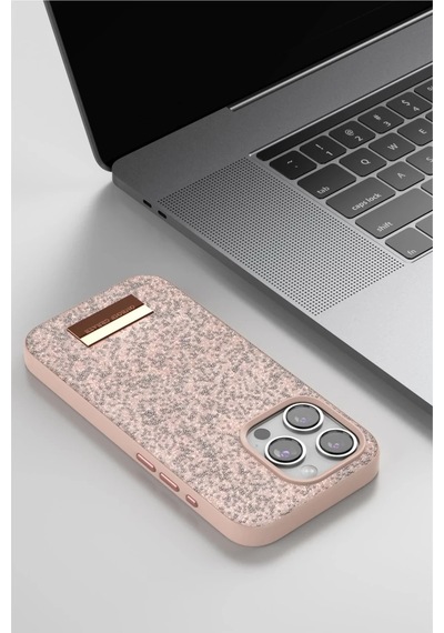 Onegif Apple İphone 15 Bright Simli Kapak - Pembe Standart
