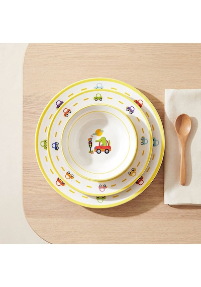 Fecra Kroko 3 Parça Porselen Mama Takımı Beyaz - Sarı